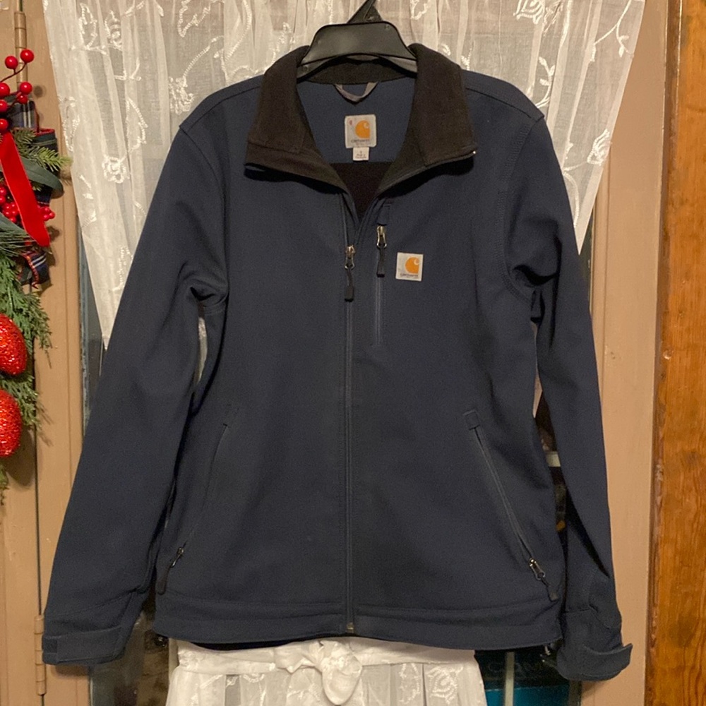CARHARTT CROWLEY MIDWEIGHT SOFT SHELL RAIN DEFENDER FULL ZIP NAVY JACKET MEN S